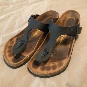Thong Style Birkenstock sandals in black leather